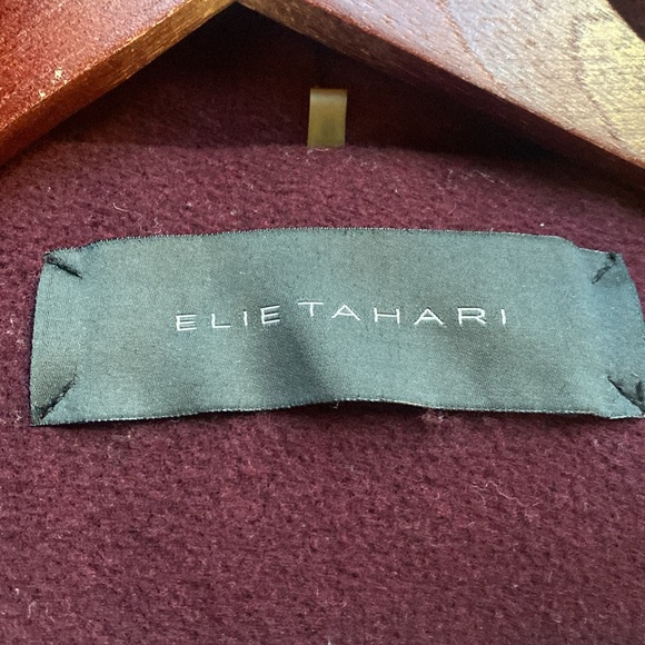 Elie Tahari burgundy hooded belted coat - Picture 5 of 8